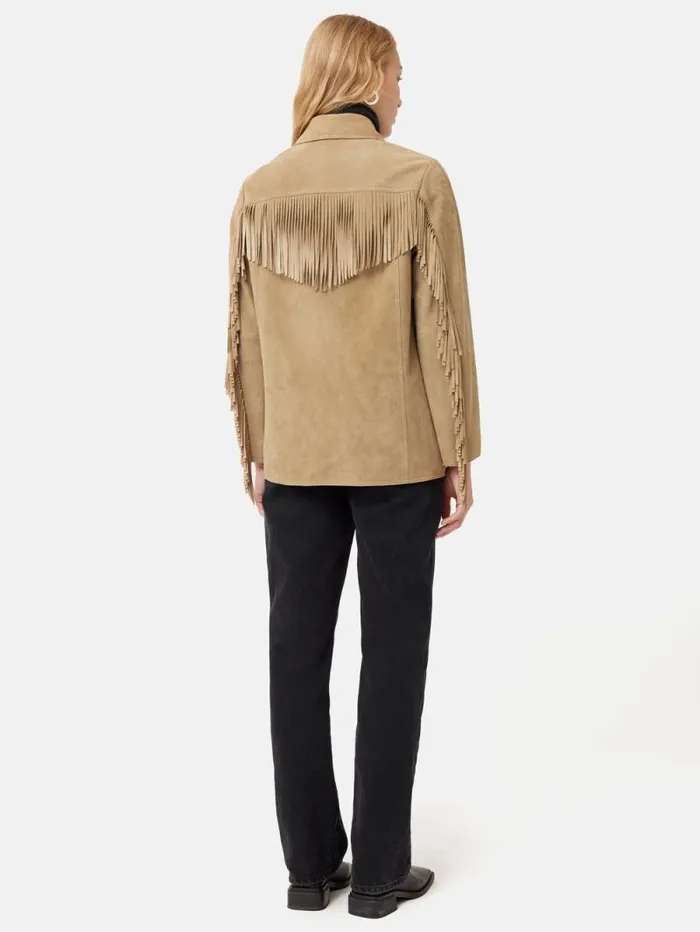 Fringed Suede Jacket Brown Women Jigsaw Leather