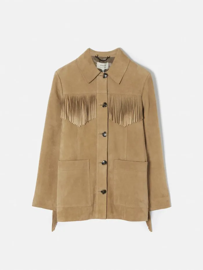 Fringed Suede Jacket Brown Women Jigsaw Leather