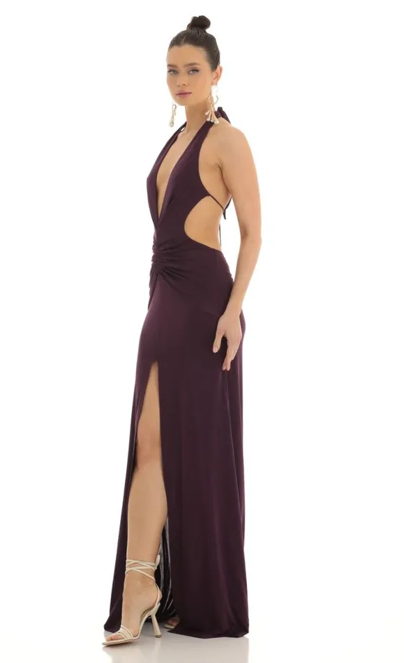 Front Slit Open Back Maxi Dress Purple Women LUCY IN THE SKY Maxi Dresses Front Slit Open Back Maxi Dress Purple Women LUCY IN THE SKY Maxi Dresses