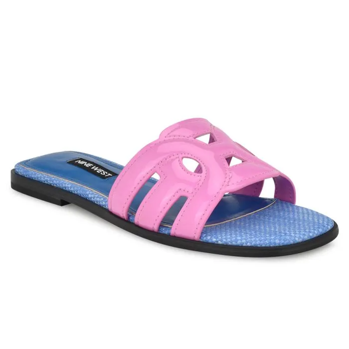 Geena Flat Slide Sandals Pinkblue Women Nine West Sandals