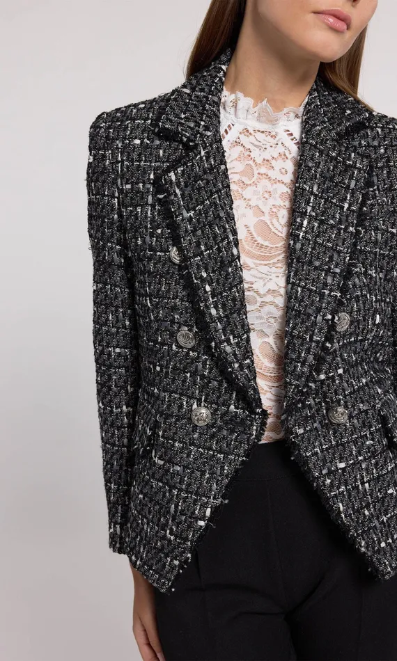 Generation Love Clothing Blazers and Jackets Eliza Tweed Blazer Grey Multi 8211 Women