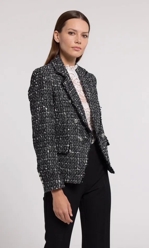 Generation Love Clothing Blazers and Jackets Eliza Tweed Blazer Grey Multi 8211 Women
