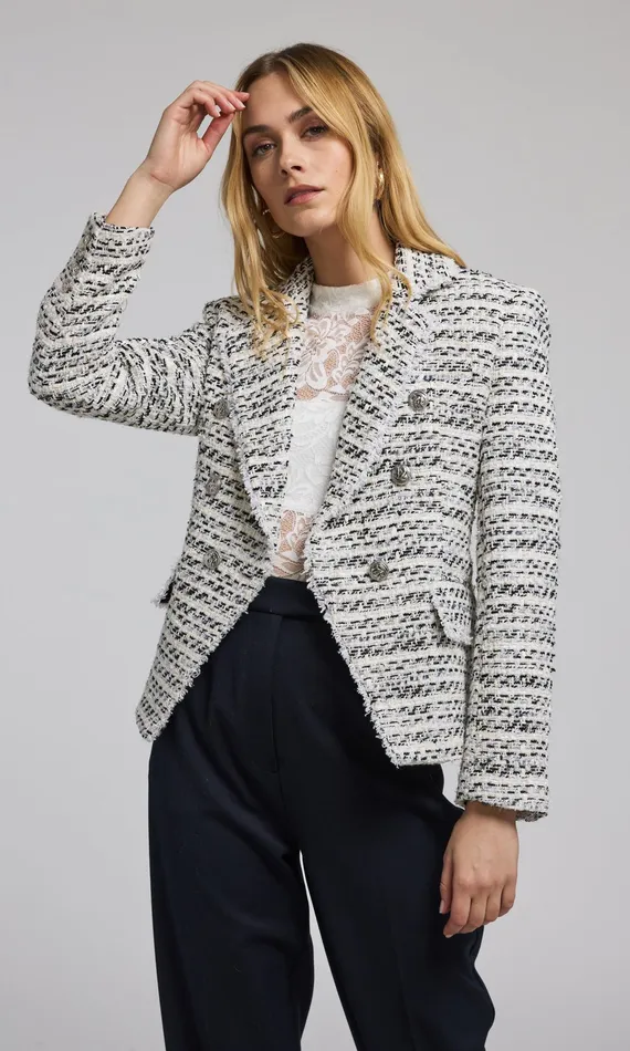 Generation Love Clothing Blazers and Jackets Eliza Tweed Blazer Whiteblack 8211 Women