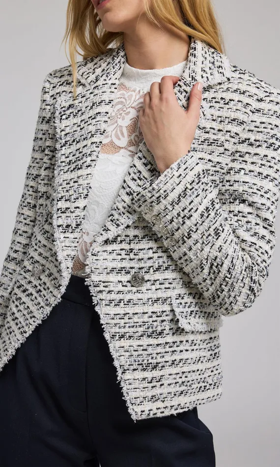 Generation Love Clothing Blazers and Jackets Eliza Tweed Blazer Whiteblack 8211 Women