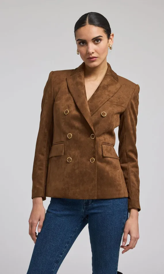 Generation Love Clothing Outerwear Arielle Vegan Suede Blazer Caramel 8211 Women