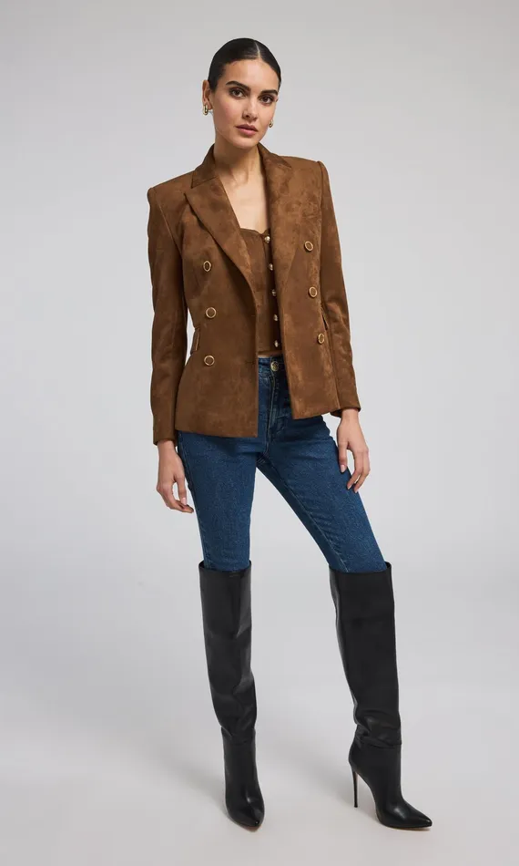 Generation Love Clothing Outerwear Arielle Vegan Suede Blazer Caramel 8211 Women