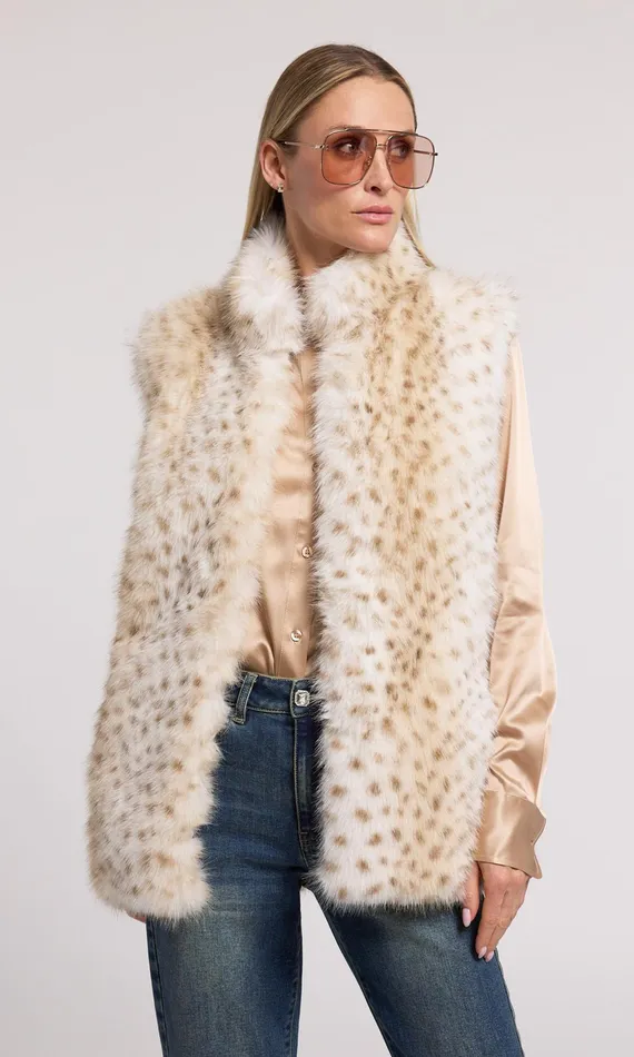 Generation Love Clothing Outerwear Mimi Leopard Faux Fur Vest Snow Leopard 8211 Women