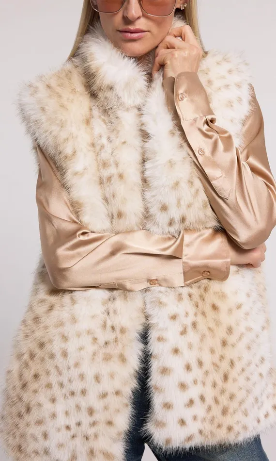 Generation Love Clothing Outerwear Mimi Leopard Faux Fur Vest Snow Leopard 8211 Women