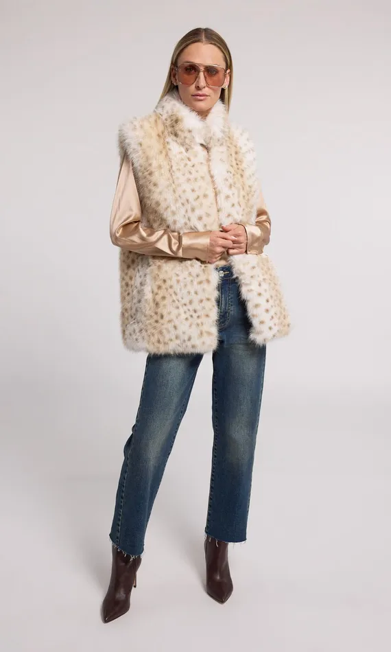 Generation Love Clothing Outerwear Mimi Leopard Faux Fur Vest Snow Leopard 8211 Women