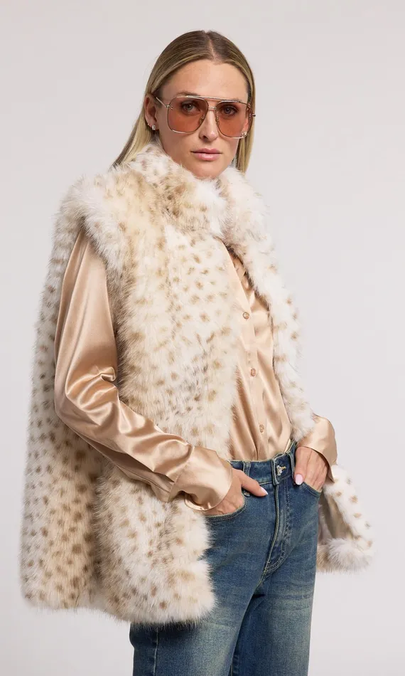 Generation Love Clothing Outerwear Mimi Leopard Faux Fur Vest Snow Leopard 8211 Women