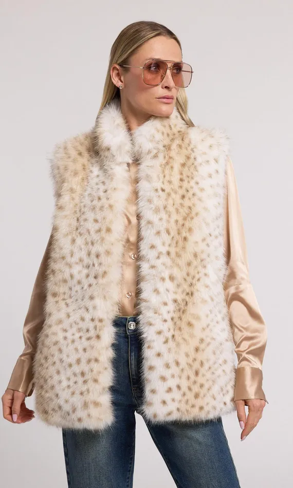 Generation Love Clothing Outerwear Mimi Leopard Faux Fur Vest Snow Leopard 8211 Women