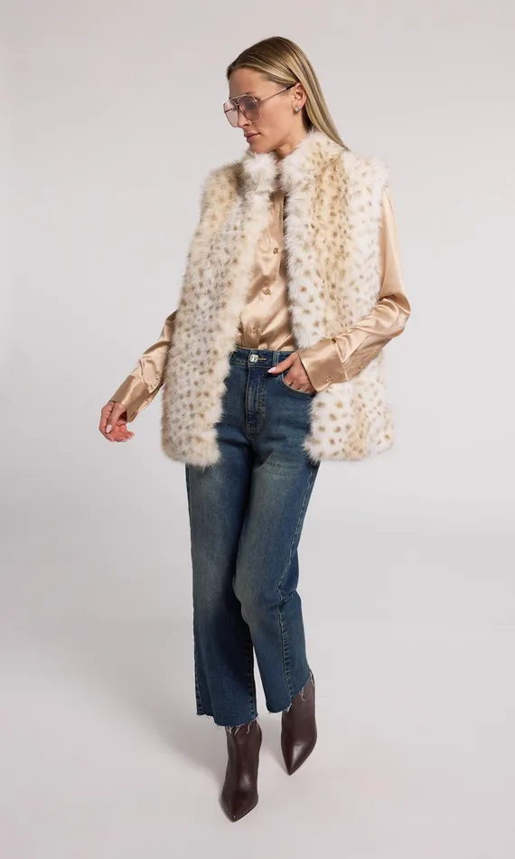 Generation Love Clothing Outerwear Mimi Leopard Faux Fur Vest Snow Leopard 8211 Women