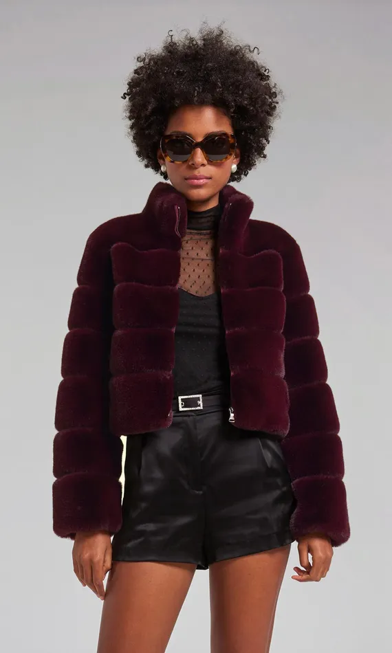 Generation Love Clothing Outerwear Tala Faux Fur Bomber Malbec 8211 Women