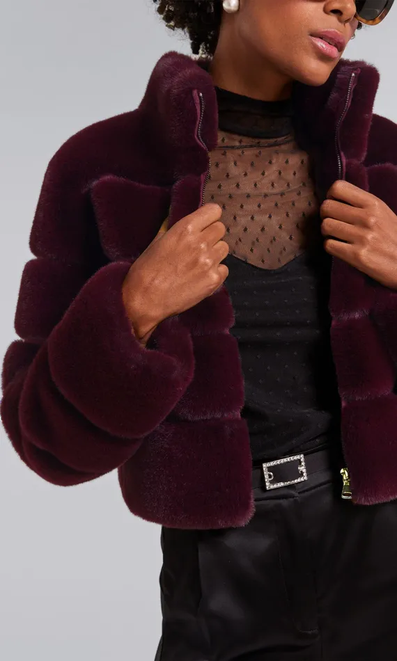 Generation Love Clothing Outerwear Tala Faux Fur Bomber Malbec 8211 Women