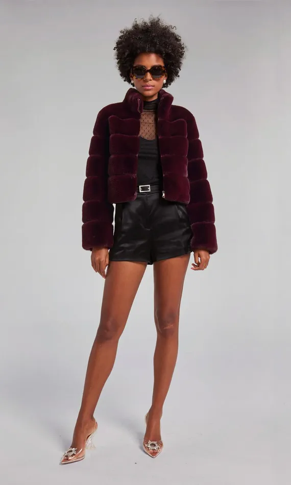 Generation Love Clothing Outerwear Tala Faux Fur Bomber Malbec 8211 Women