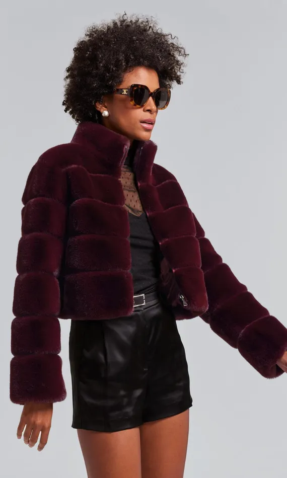 Generation Love Clothing Outerwear Tala Faux Fur Bomber Malbec 8211 Women