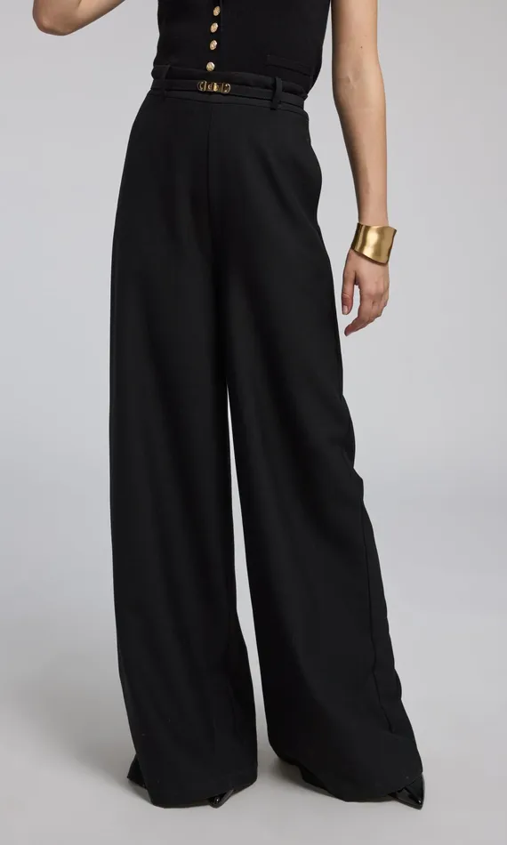 Generation Love Clothing Pants JOHANNA SUITING TURNLOCK BELTED PANTS Black 8211 Women
