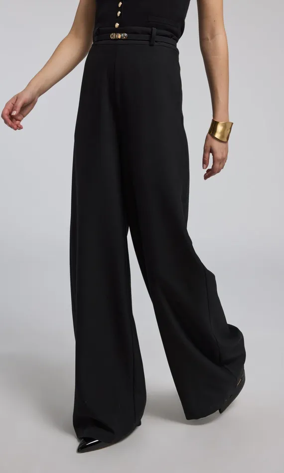 Generation Love Clothing Pants JOHANNA SUITING TURNLOCK BELTED PANTS Black 8211 Women