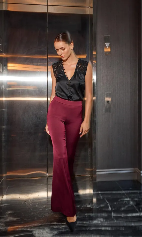 Generation Love Clothing Pants Wesley Satin Pants Black Cherry 8211 Women