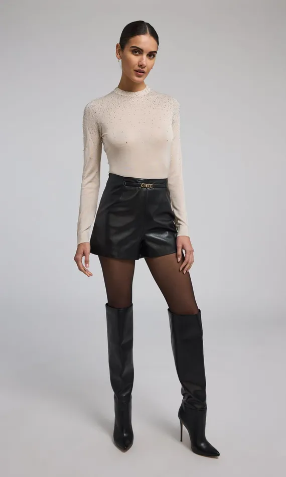 Generation Love Clothing Shorts Danny Belted Vegan Leather Shorts Black 8211 Women