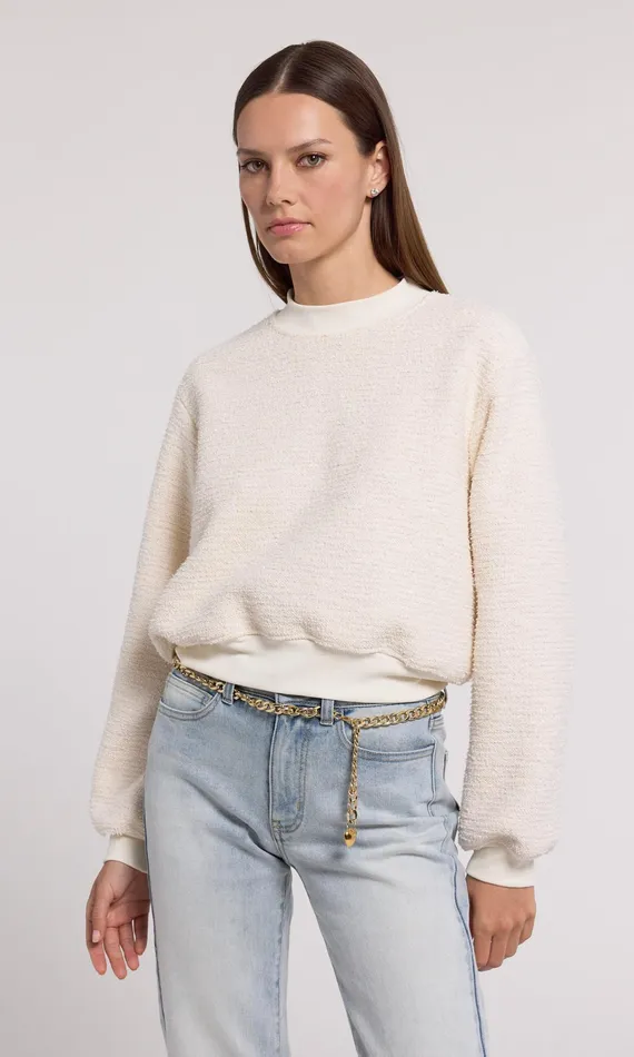 Generation Love Clothing Sweaters and Sweatshirts Julie Tweed Sweatshirt Cream 8211 Women