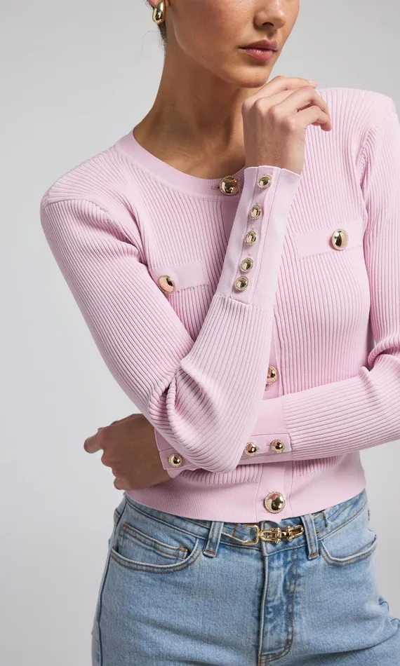 Generation Love Clothing Sweaters and Sweatshirts Pennie Ribbed Cardigan Light Pink 8211 Women