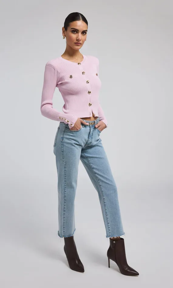 Generation Love Clothing Sweaters and Sweatshirts Pennie Ribbed Cardigan Light Pink 8211 Women