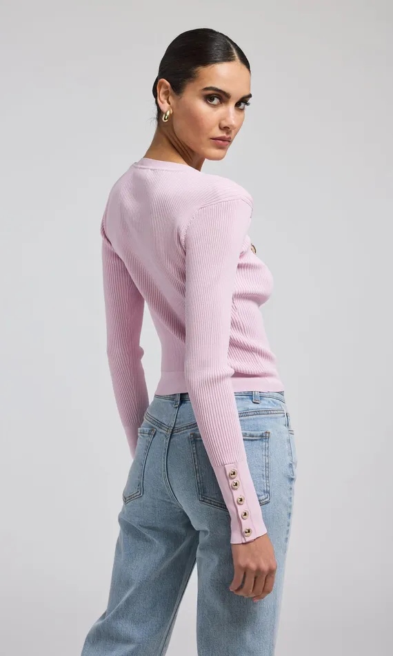 Generation Love Clothing Sweaters and Sweatshirts Pennie Ribbed Cardigan Light Pink 8211 Women
