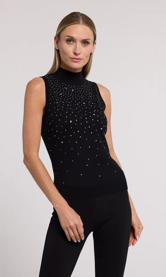 Generation Love Clothing Tops Emerson Crystal Sweater Tank Blackclear 8211 Women