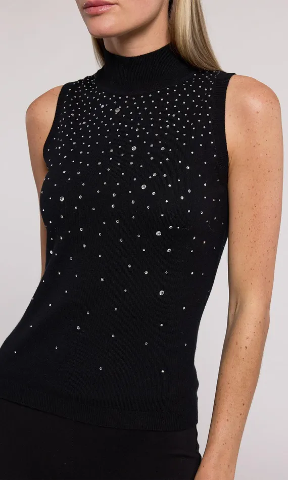 Generation Love Clothing Tops Emerson Crystal Sweater Tank Blackclear 8211 Women