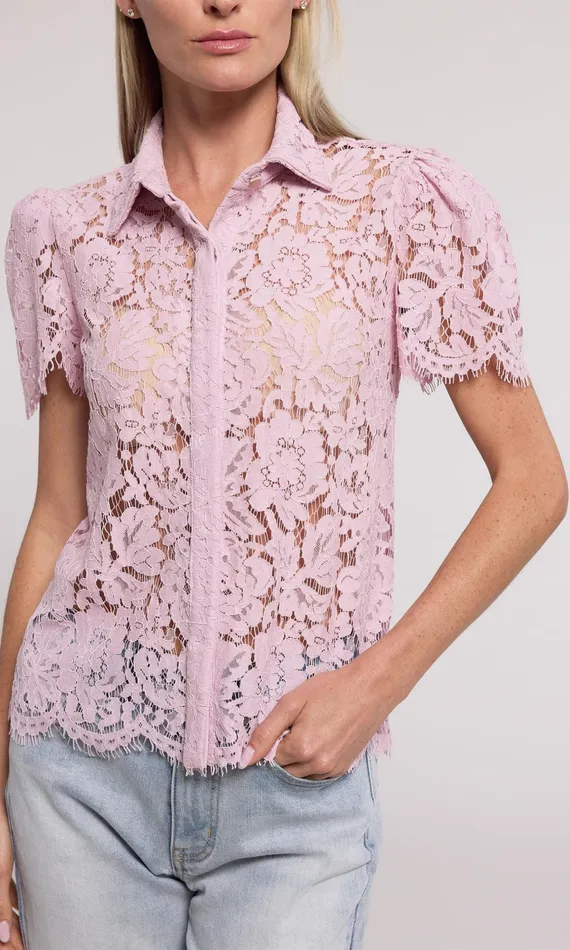 Generation Love Clothing Tops Murphy Lace Shirt Powder Pink 8211 Women