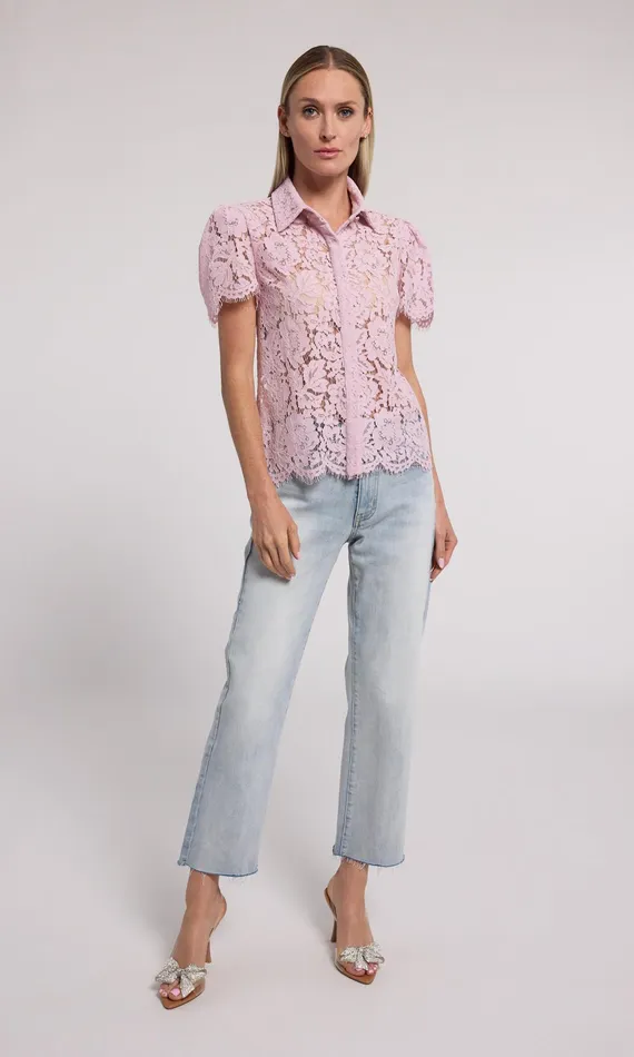 Generation Love Clothing Tops Murphy Lace Shirt Powder Pink 8211 Women