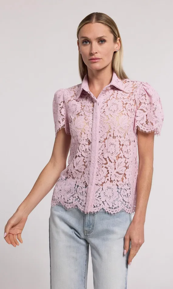 Generation Love Clothing Tops Murphy Lace Shirt Powder Pink 8211 Women