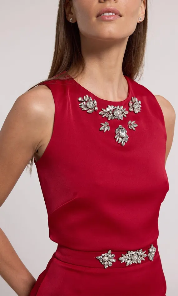Generation Love Clothing Tops Opal Crystal Embellished Satin Top Rubyclear 8211 Women