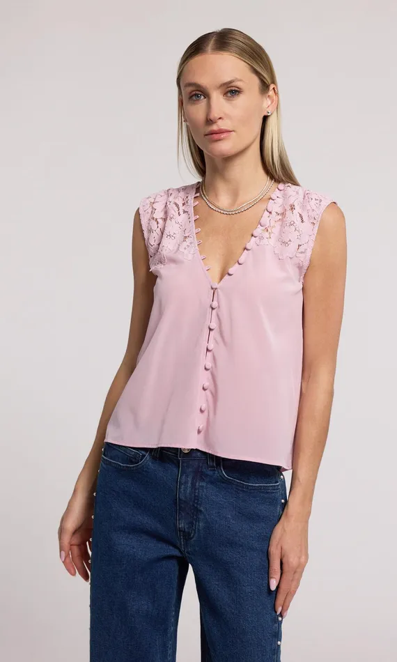 Generation Love Clothing Tops Ursula Lace Combo Blouse Powder Pink 8211 Women