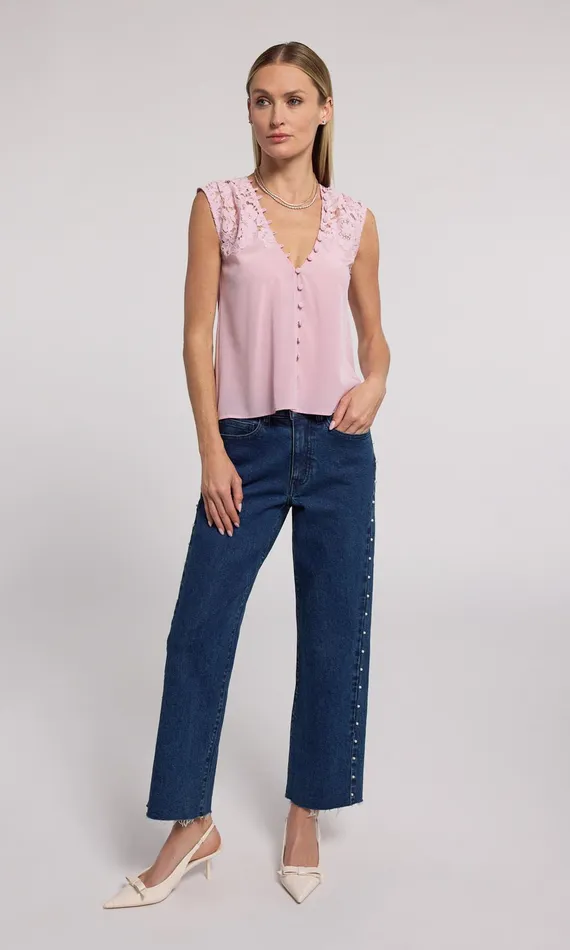 Generation Love Clothing Tops Ursula Lace Combo Blouse Powder Pink 8211 Women