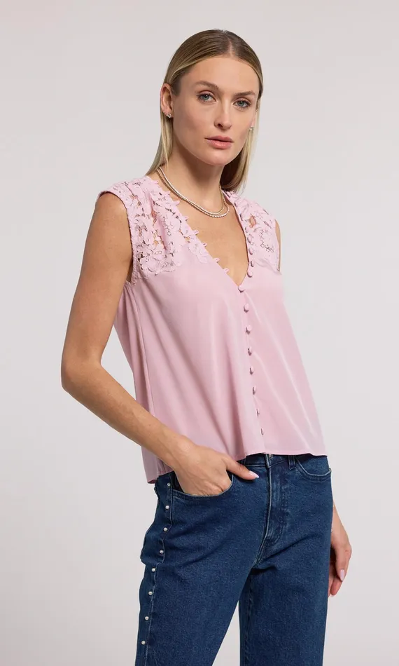Generation Love Clothing Tops Ursula Lace Combo Blouse Powder Pink 8211 Women