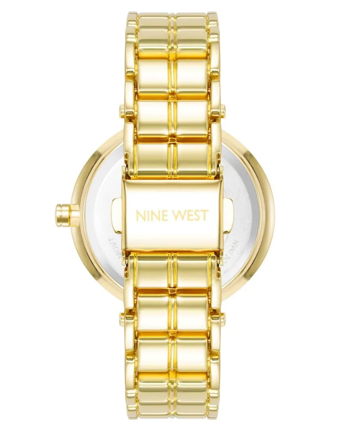 Genuine Crystal Accented Bracelet Watch Gold Women Nine West Straps Genuine Crystal Accented Bracelet Watch Gold Women Nine West Straps