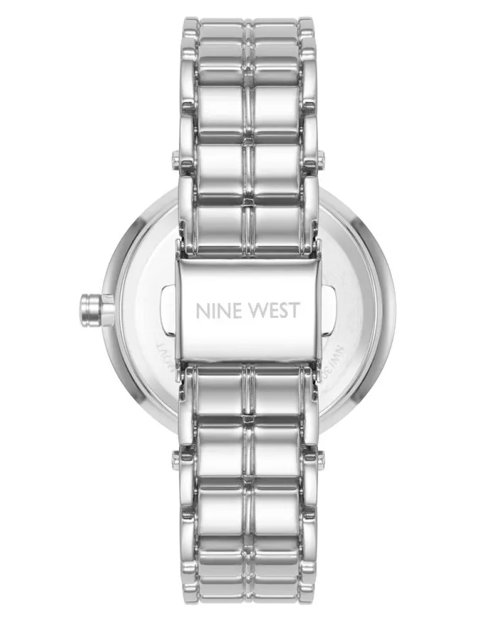 Genuine Crystal Accented Bracelet Watch Silver Women Nine West Straps Genuine Crystal Accented Bracelet Watch Silver Women Nine West Straps