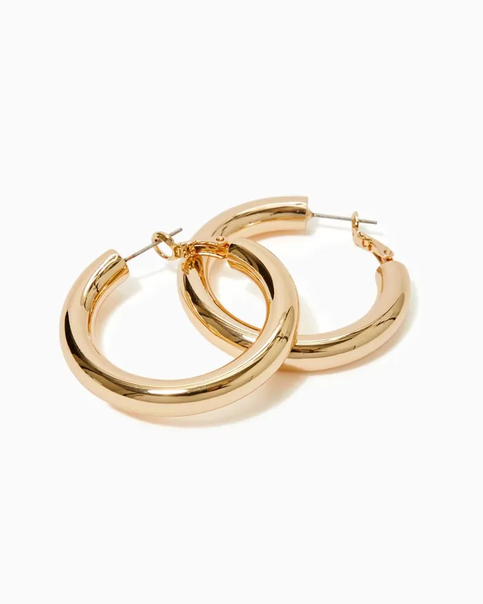 Gifts For Mom Home and GiftsWomen Lilly Pulitzer Harbour Hoop Earrings Gold Metallic
