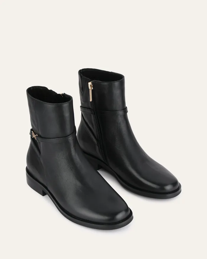 Gilbert flat ankle boots black leather ANKLE BOOTS jomercer Women