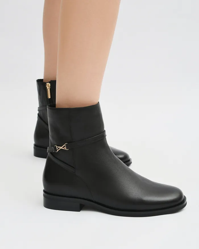 Gilbert flat ankle boots black leather ANKLE BOOTS jomercer Women