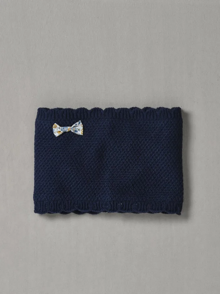 Girls Accessories Cyrillus Scalloped Snood And Bow Made With Liberty Fabric Marine