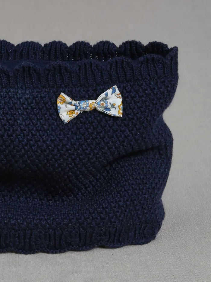 Girls Accessories Cyrillus Scalloped Snood And Bow Made With Liberty Fabric Marine