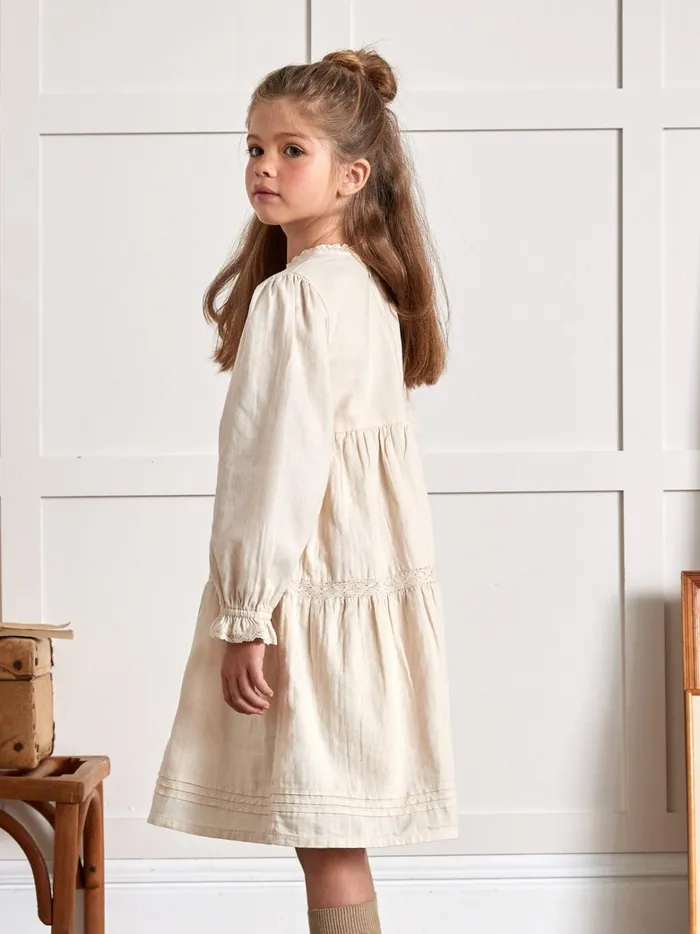 Girls Clothing Cyrillus Heirloom Dress Ecru