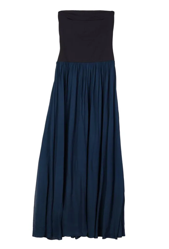Giselle Navy Chiffon And Jersey Strapless Maxi Dress Women Ciao Lucia Long Dresses