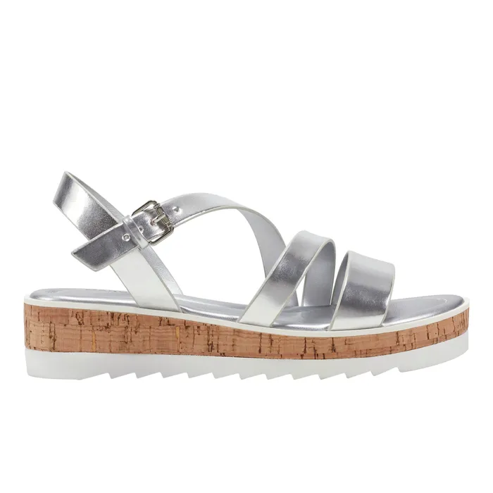 Goget Strappy Casual Sandal Silver Sandals Marc Fisher Women