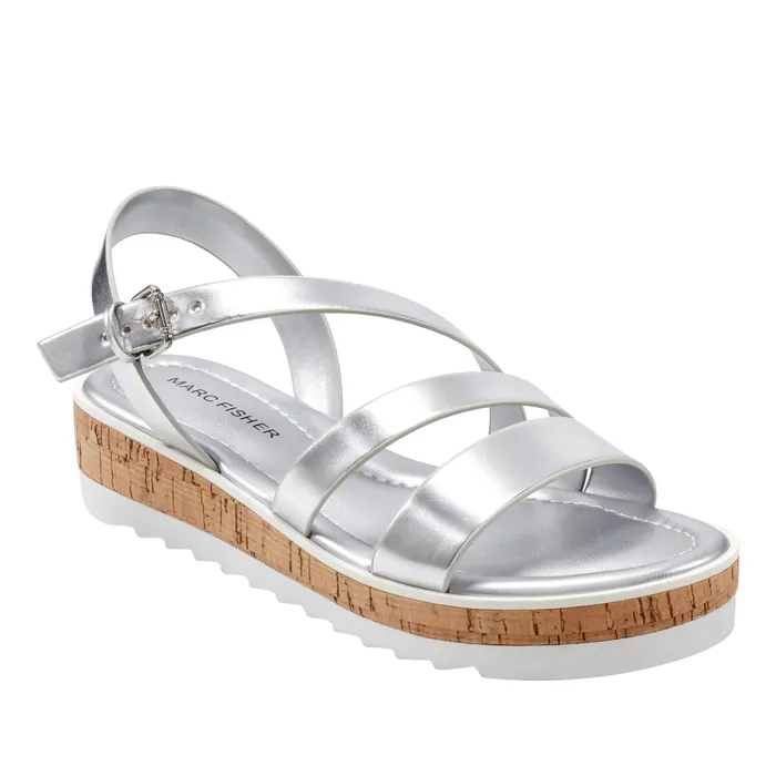 Goget Strappy Casual Sandal Silver Sandals Marc Fisher Women