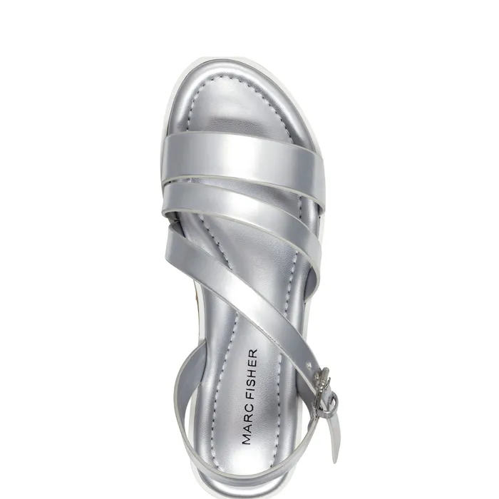 Goget Strappy Casual Sandal Silver Sandals Marc Fisher Women