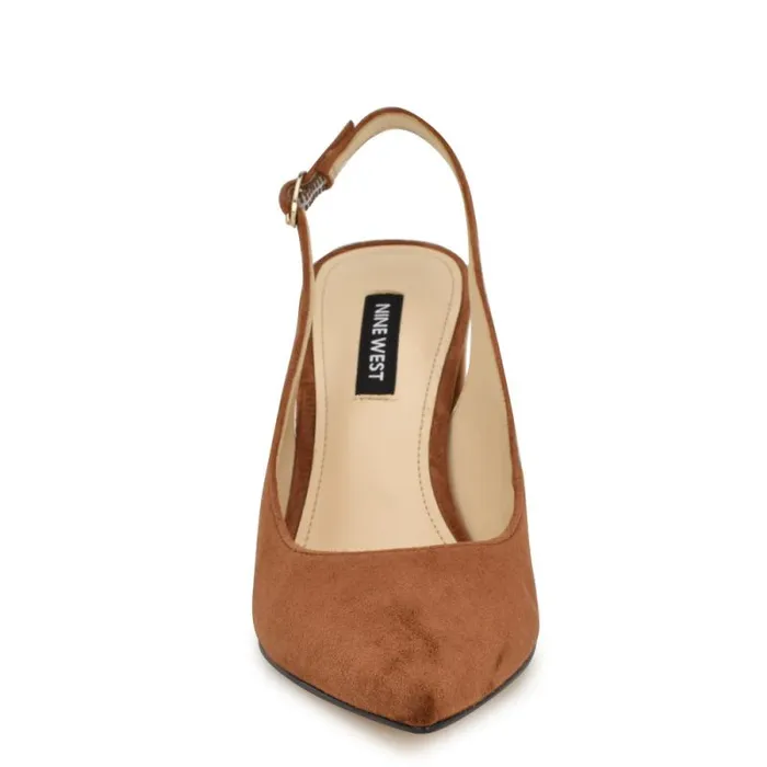 Gompell Block Heel Slingback Pumps Brown Suede Women Nine West Heels Gompell Block Heel Slingback Pumps Brown Suede Women Nine West Heels